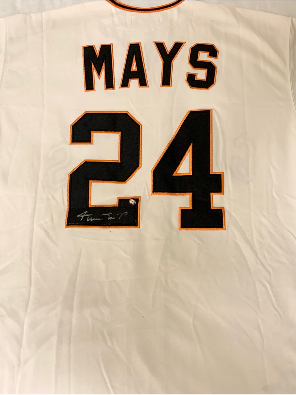 WILLIE MAYS HOF SF GIANTS SIGNED MITCHELL & NESS NWT L JERSEY SAY HEY HOLO